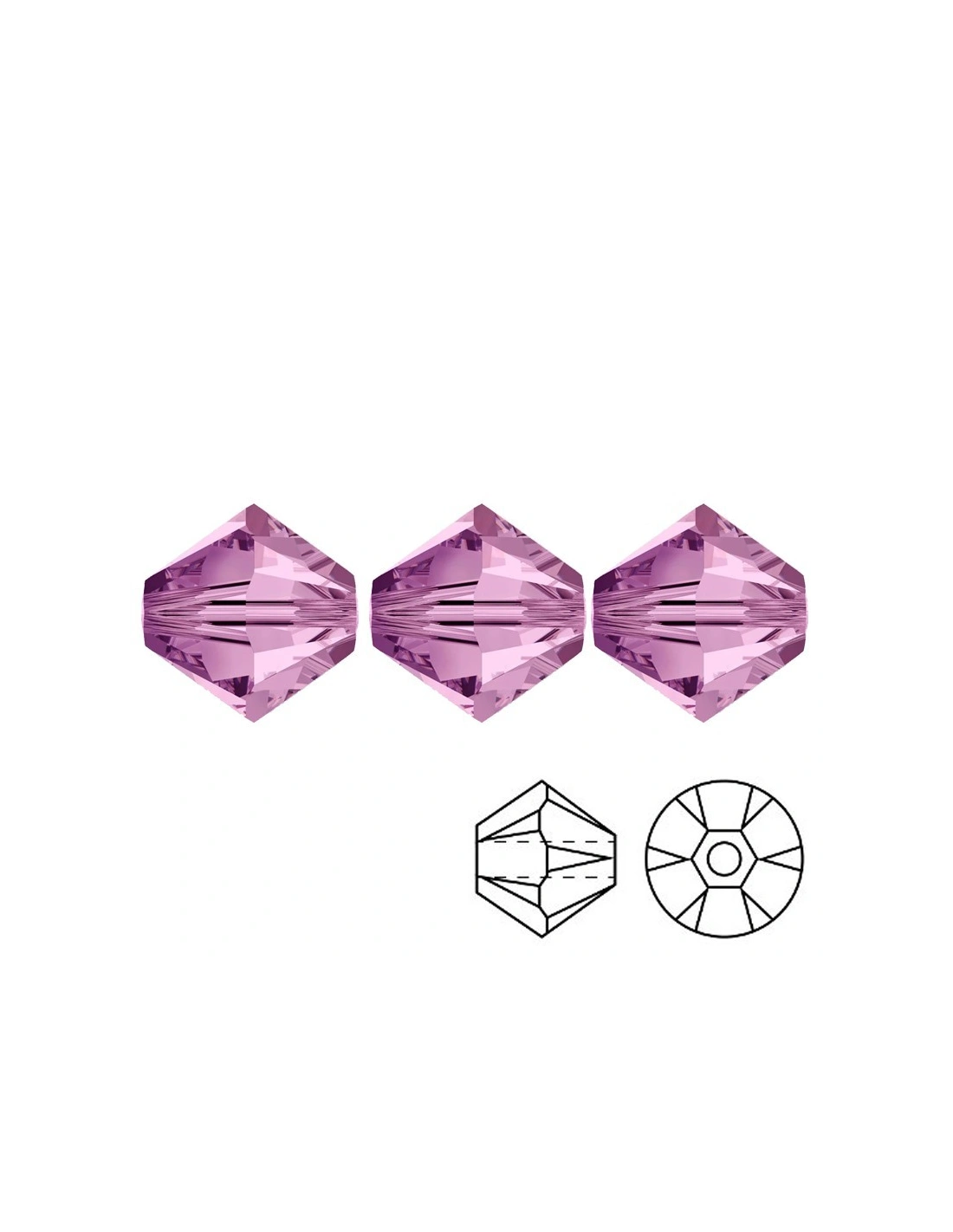 Bicone Lt. Amethyst 6 mm - Pack 144 pcs - Biconi