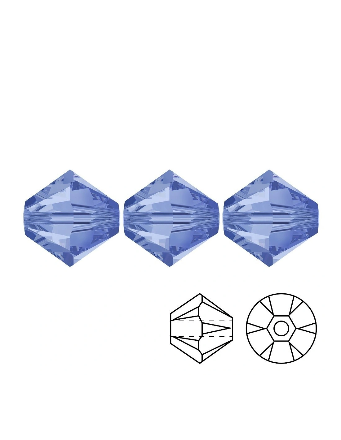 Bicone Lt. Sapphire 6 mm - Pack 144 pcs - Biconi