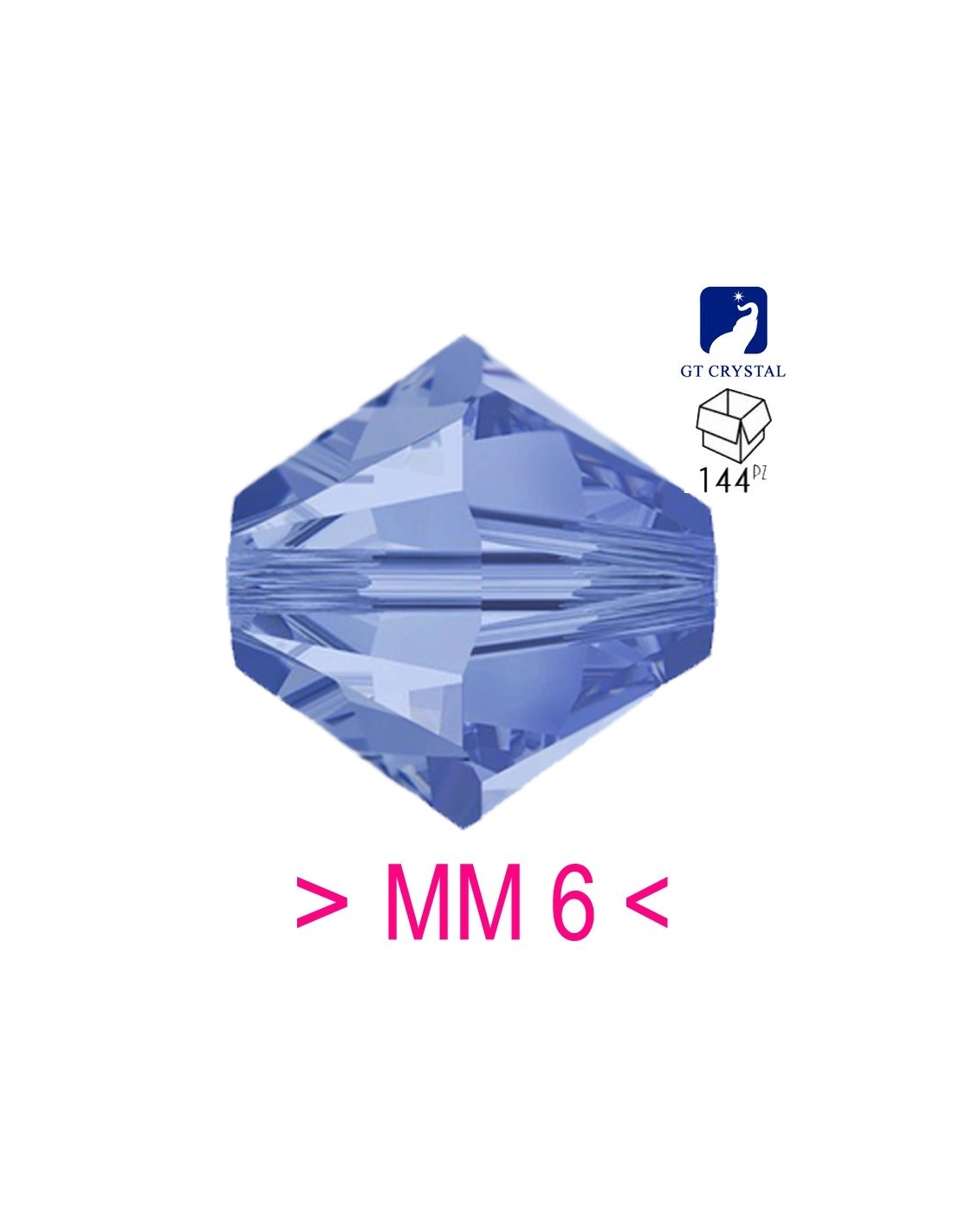 Bicone Lt. Sapphire 6 mm - Pack 144 pcs - Biconi