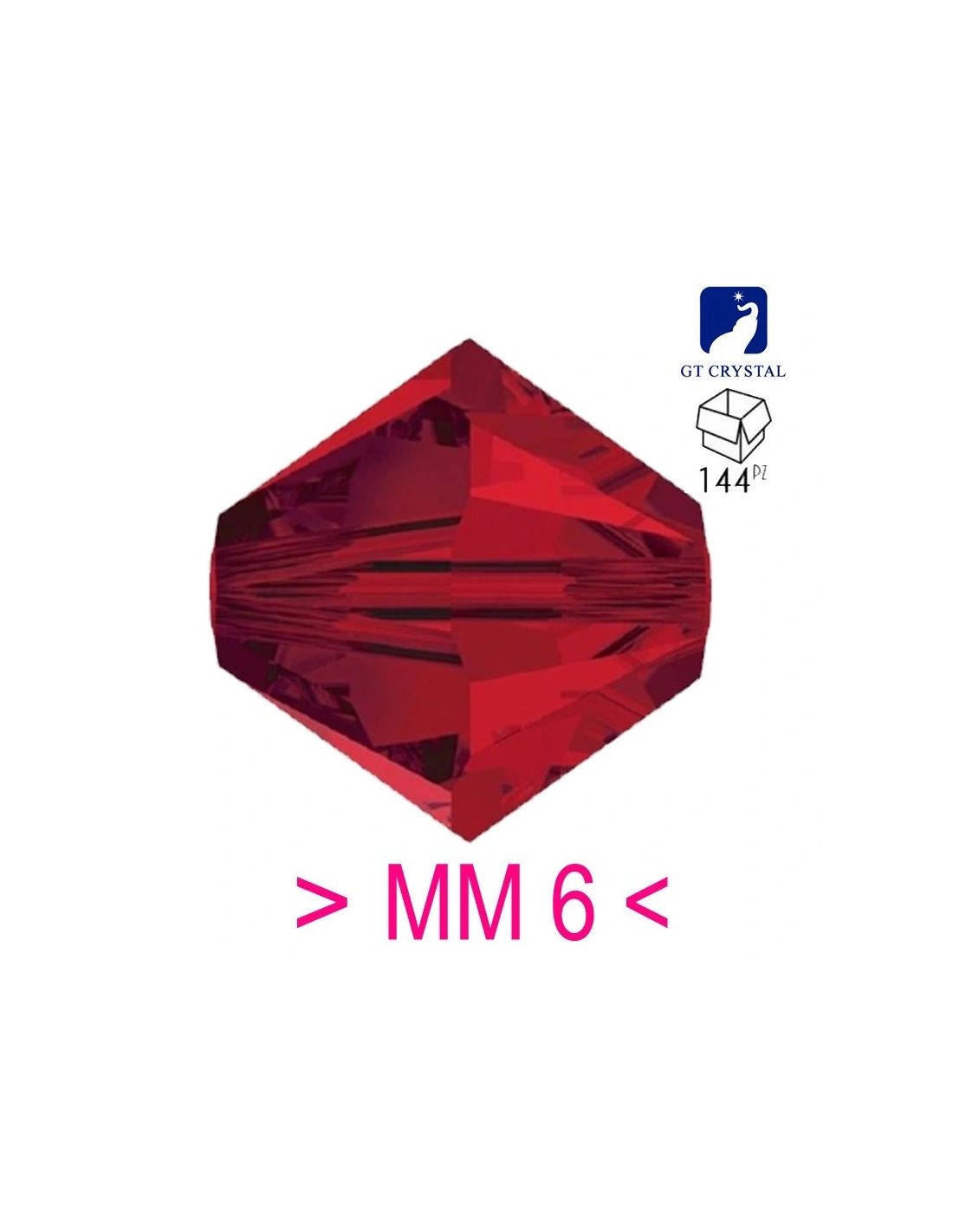 Bicono in Cristallo GT Crystal mm 6 Lt. Siam - 144PZ