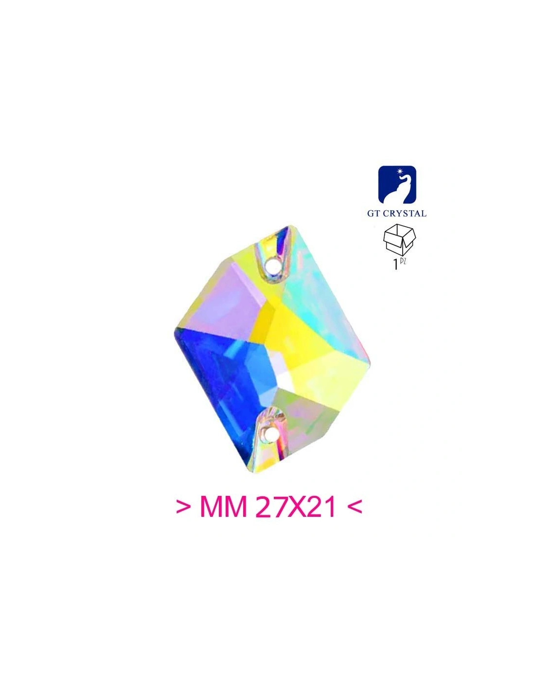 Stone Sew On in Crystal GT Crystal Cosmic mm 27x21 Crystal AB - 1PC