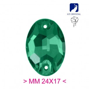 Pietra da Cucire in Cristallo GT Crystal Ovale mm 24x17 Emerald - 1PZ