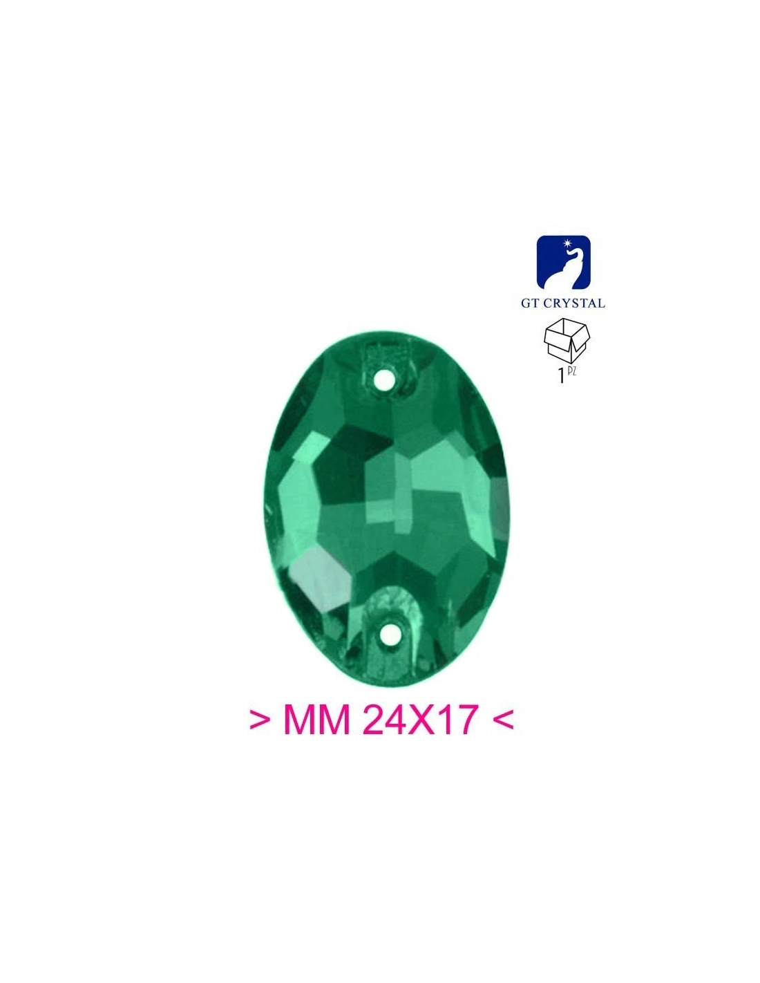 Stone Oval mm 24x17 Emerald - 1PC - Stone to be sewn all crystal