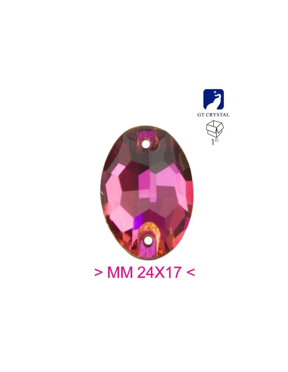 Stone Oval mm 24x17 Fuchsia - 1PC - Stone to be sewn all crystal