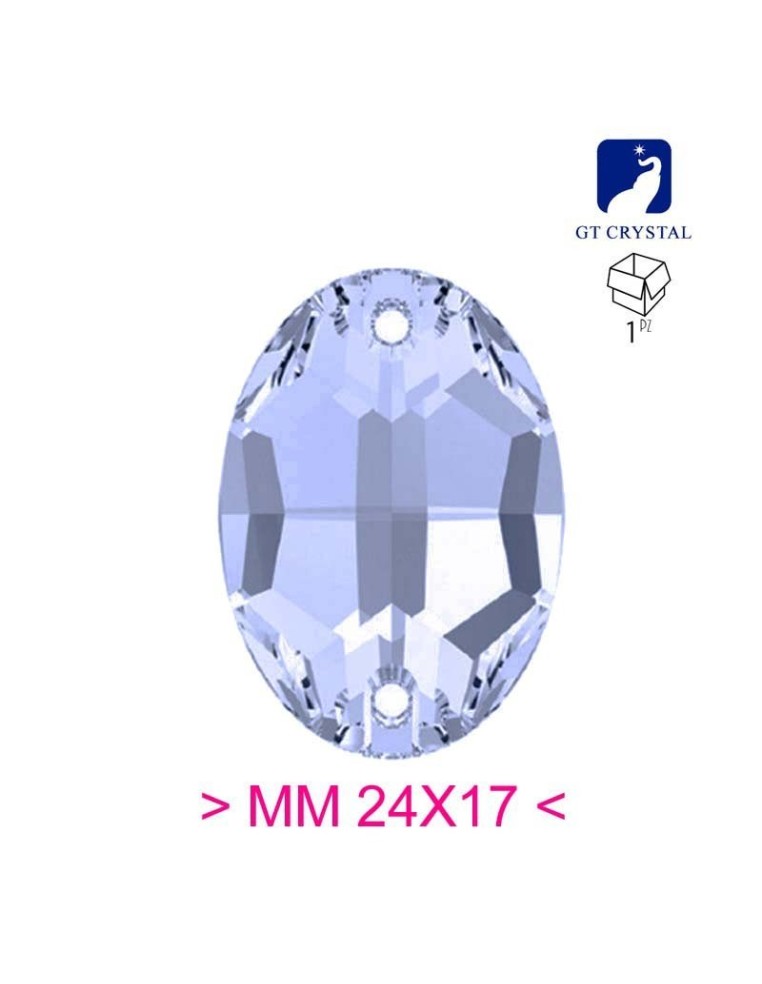 Stone Oval 24x17 mm Light Sapphire - 1PC - Stone to be sewn all crystal