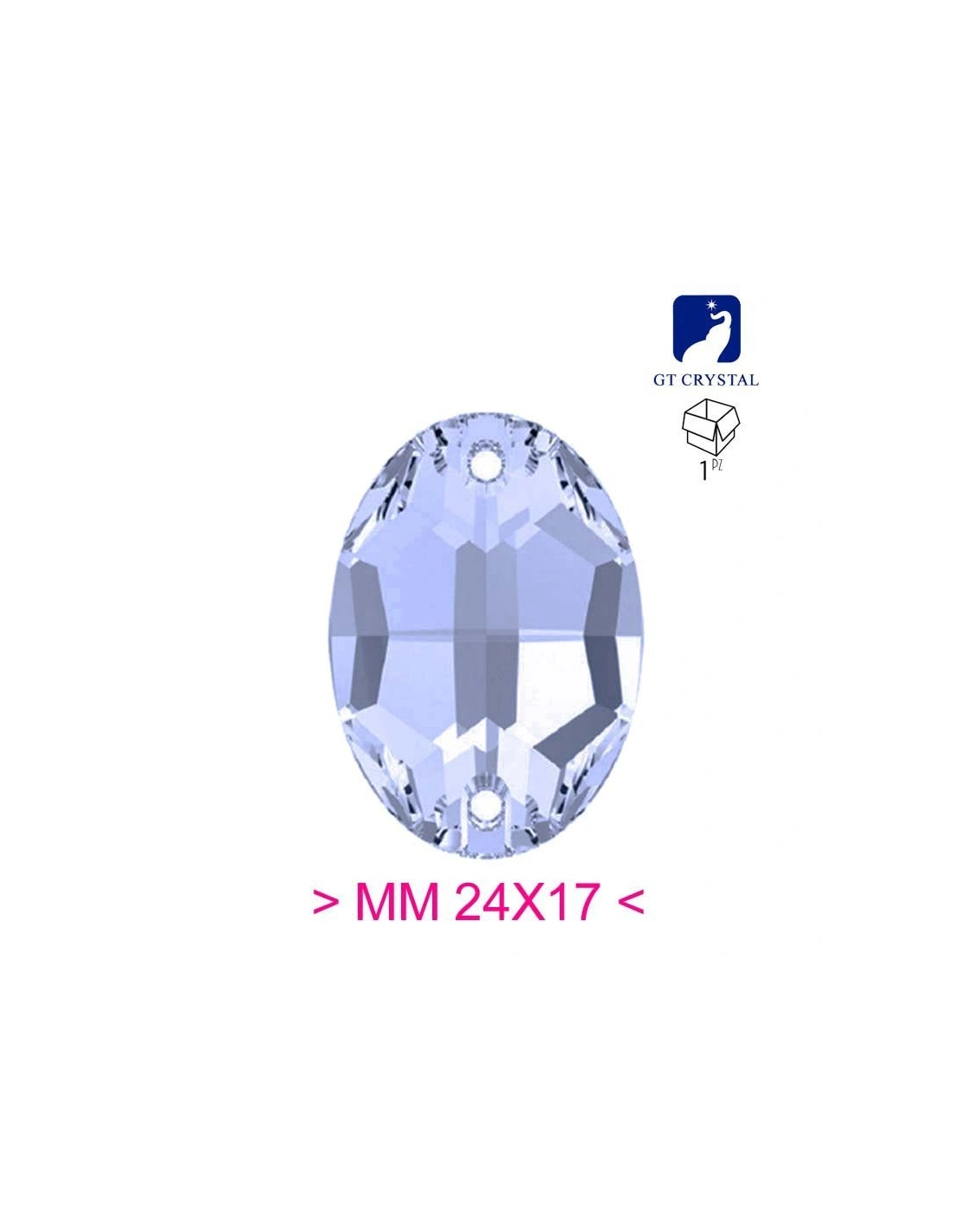 Pietra da Cucire in Cristallo GT Crystal Ovale mm 24x17 Light Sapphire - 1PZ