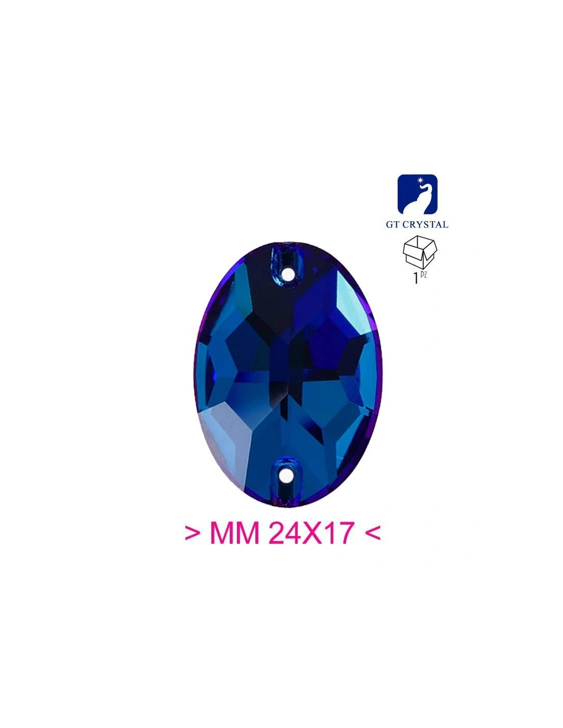 Pietra da Cucire in Cristallo GT Crystal Ovale mm 24x17 Capri Blu - 1PZ