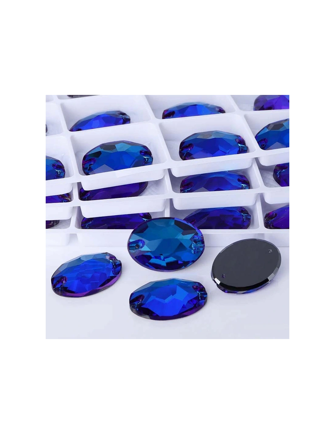 Stone Oval 24x17 mm Capri Blu - 1PC - Stone to be sewn all crystal