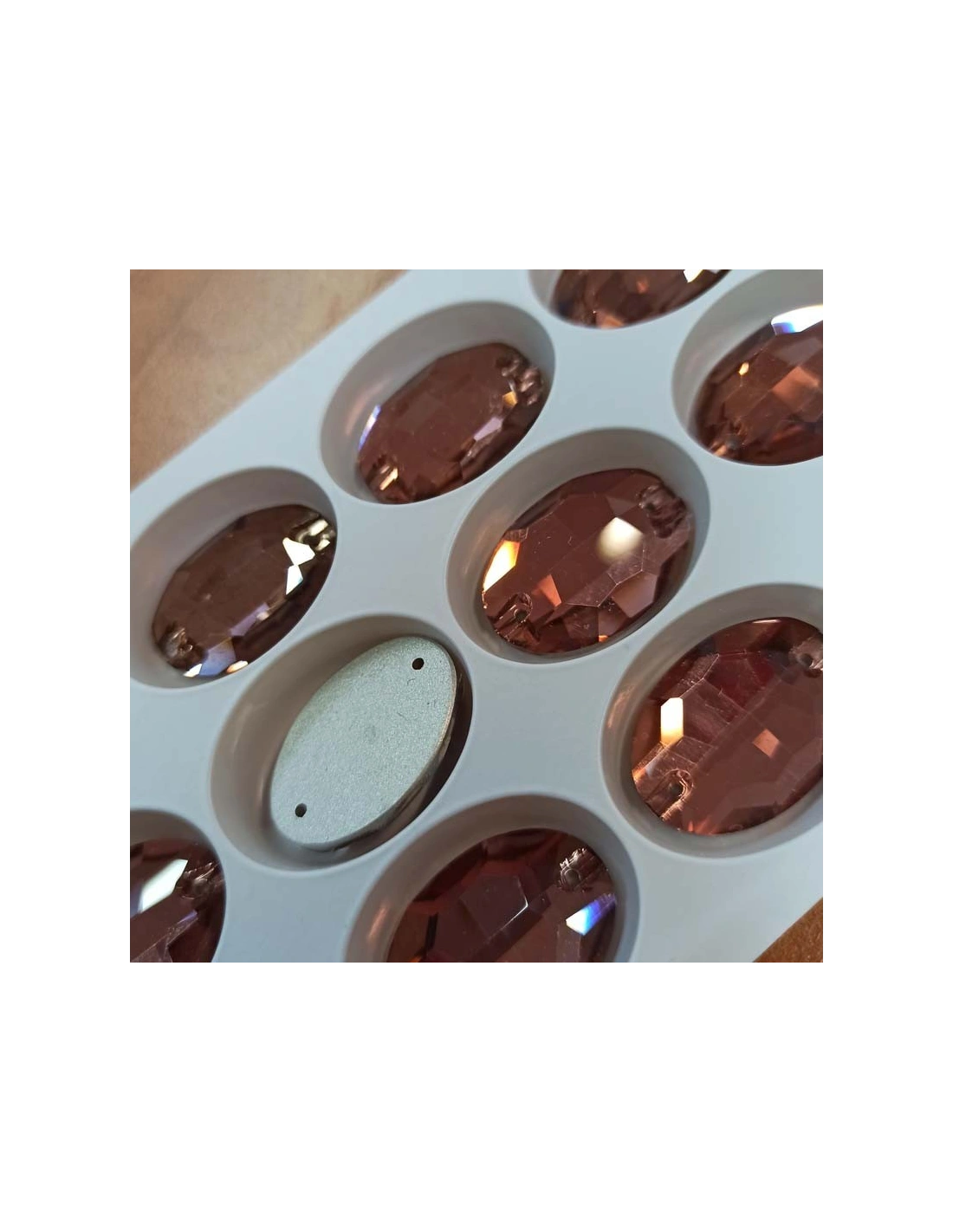 Pietra da Cucire in Cristallo GT Crystal Ovale mm 24x17 Lt. Smoke Topaz - 1PZ
