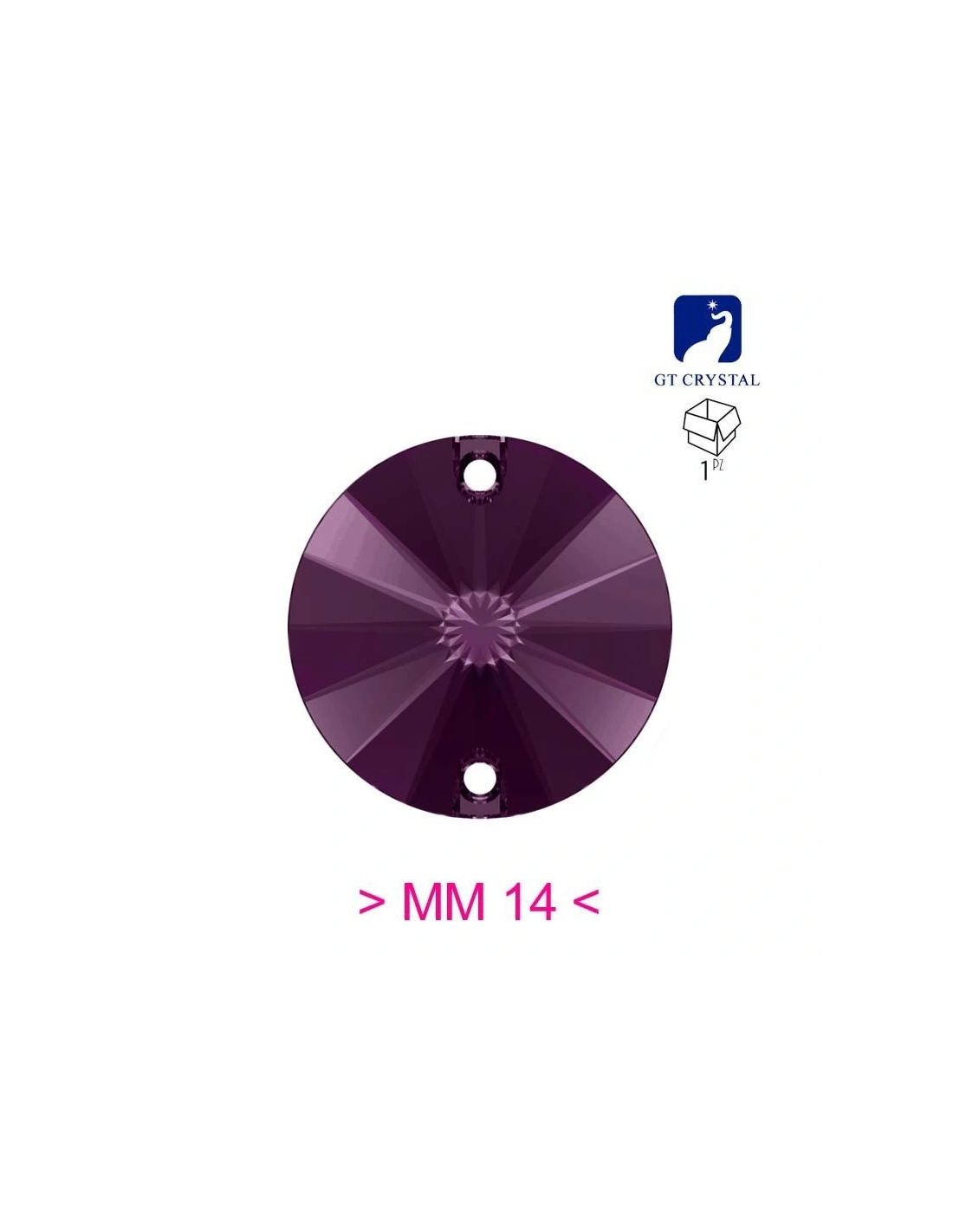Stone Round mm 14 Fuchsia- 1PC - Stone to be sewn all crystal