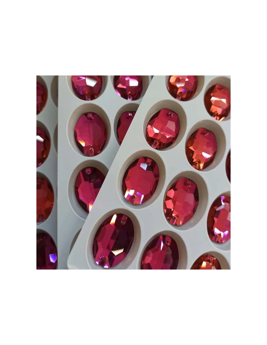 Stone Oval mm 24x17 Fuchsia - 1PC - Stone to be sewn all crystal