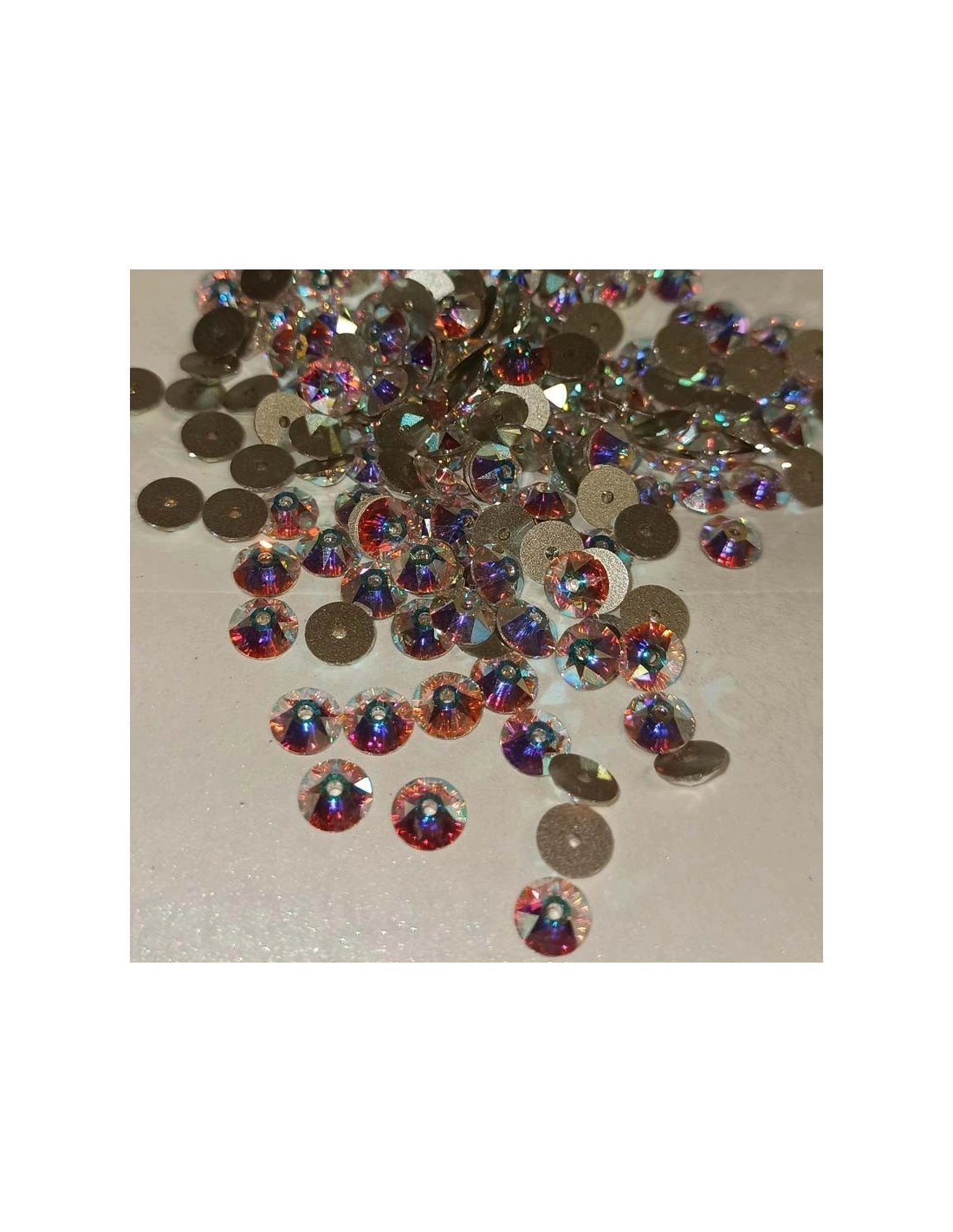 Swarovski XIRIUS Loch Rose mm 6 Crystal AB - 144PCS - Stone to be sewn all crystal