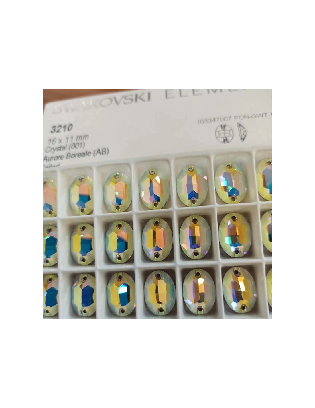 Stone Oval Swarovski mm 16x11 Crystal AB - 1PC - Stone to be sewn all crystal