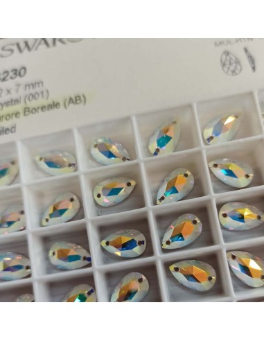 Pietra da Cucire in Cristallo Goccia Swarovski mm 12x7 Crystal AB - 1PZ Pietra da Cucire in Cristallo Goccia Swarovski mm 12x7 Crystal AB - 1PZ