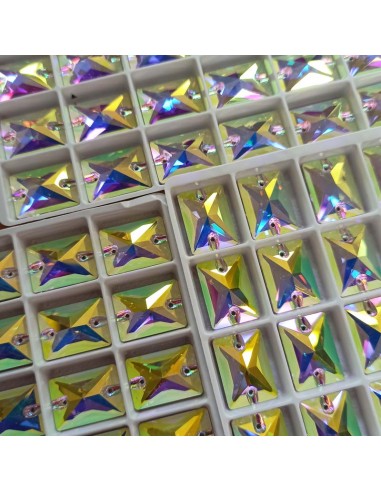 Pietra da Cucire in Cristallo GT Crystal Rettangolo mm 18x13 Crystal AB - 1PZ Pietra da Cucire in Cristallo GT Crystal Rettangolo mm 18x13 Crystal AB - 1PZ