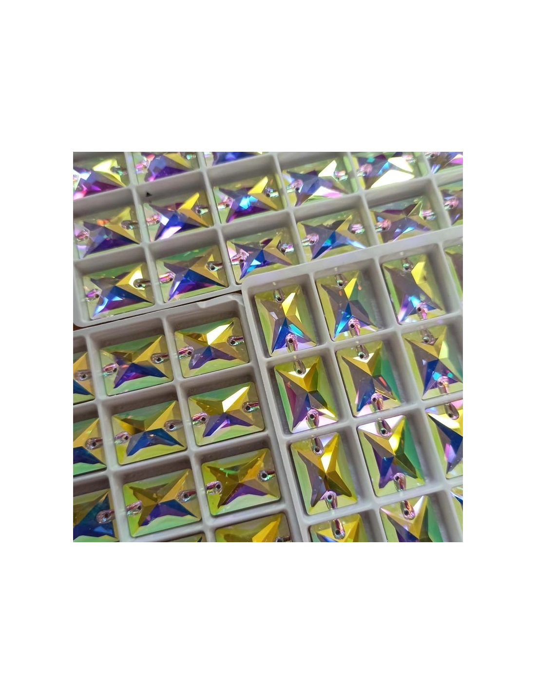 Stone Rectangle 18x13 mm Crystal AB- 1PC - Stone to be sewn all crystal