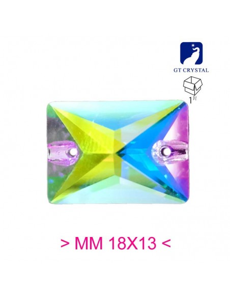 Pietra da Cucire in Cristallo GT Crystal Rettangolo mm 18x13 Crystal AB - 1PZ Pietra da Cucire in Cristallo GT Crystal Rettangolo mm 18x13 Crystal AB - 1PZ