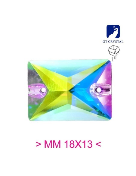 Stone Rectangle 18x13 mm Crystal AB- 1PC - Stone to be sewn all crystal