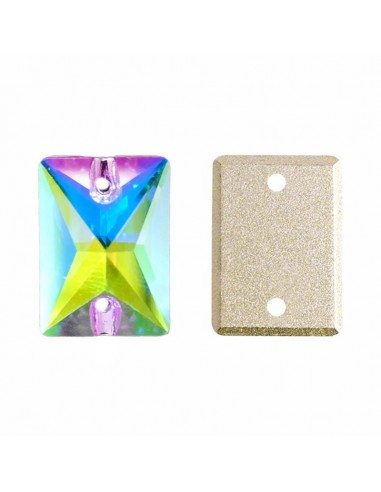 Pietra da Cucire in Cristallo GT Crystal Rettangolo mm 18x13 Crystal AB - 1PZ Pietra da Cucire in Cristallo GT Crystal Rettangolo mm 18x13 Crystal AB - 1PZ