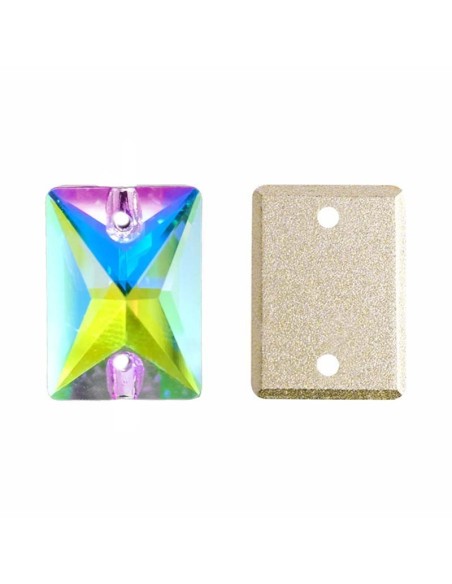 Stone Rectangle 18x13 mm Crystal AB- 1PC - Stone to be sewn all crystal
