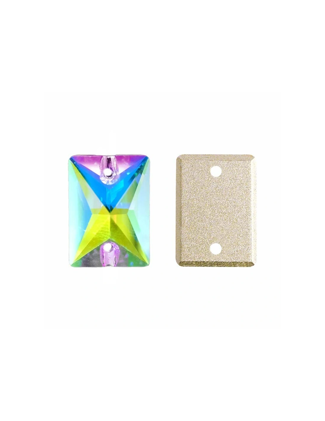 Stone Rectangle 18x13 mm Crystal AB- 1PC - Stone to be sewn all crystal