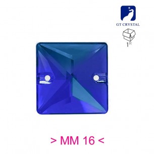 Pietra da Cucire in Cristallo GT Crystal Quadrato mm 16 Blu Zircon - 1PZ