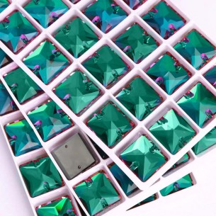 Pietra da Cucire in Cristallo GT Crystal Quadrato mm 16 Emerald - 1PZ 2