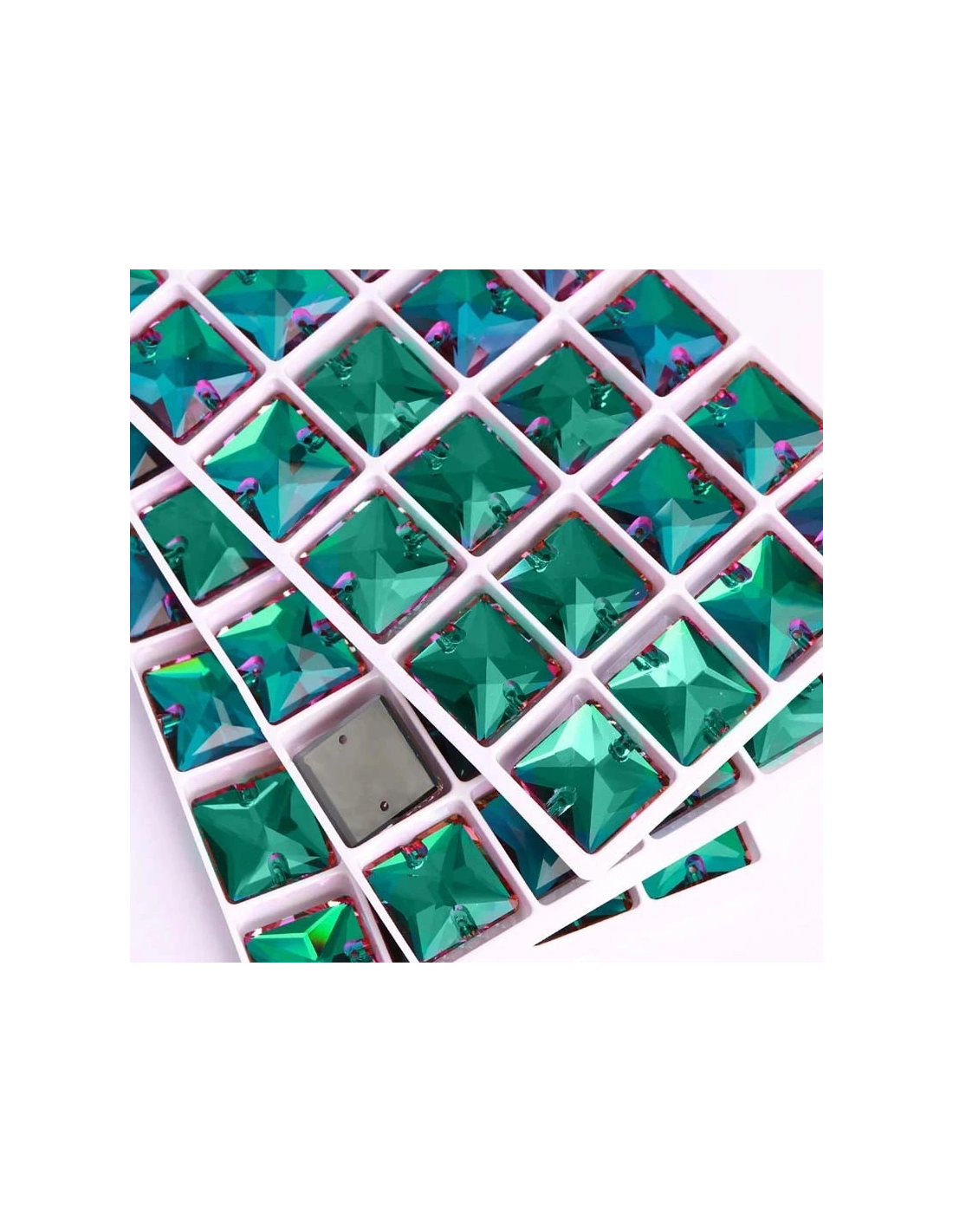 Pietra da Cucire in Cristallo GT Crystal Quadrato mm 16 Emerald - 1PZ