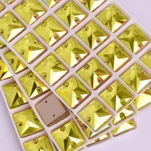 Pietra da Cucire in Cristallo GT Crystal Quadrato mm 16 Light Topaz  - 1PZ 2