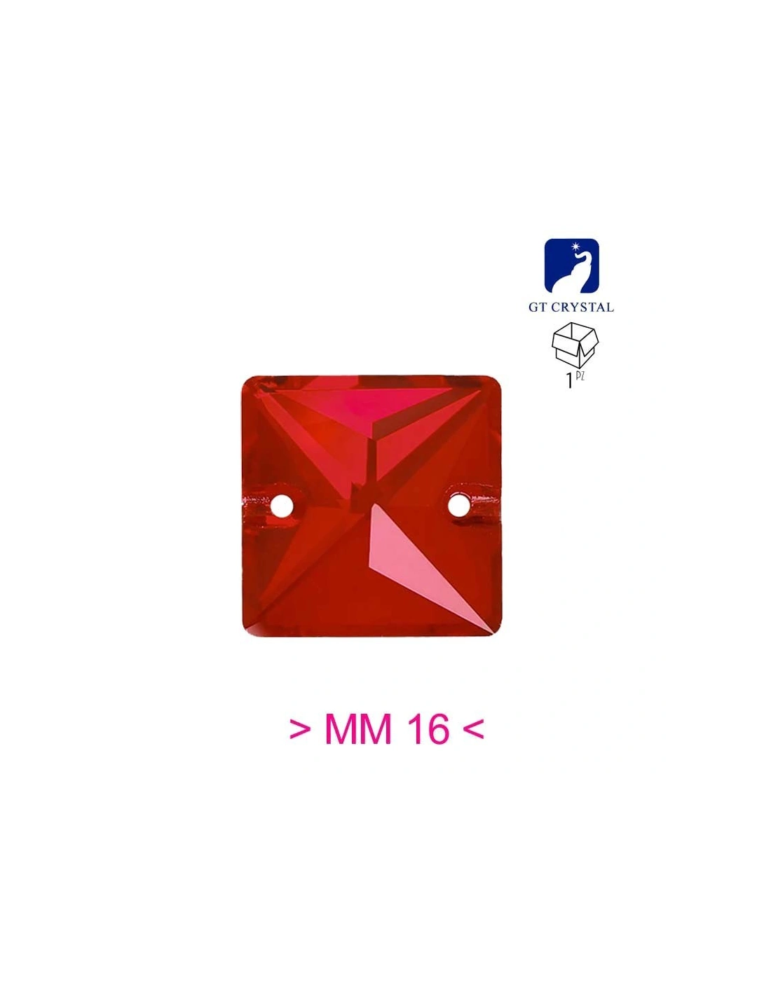 Stone Square mm 16 Hematite - 1PC - Stone to be sewn all crystal
