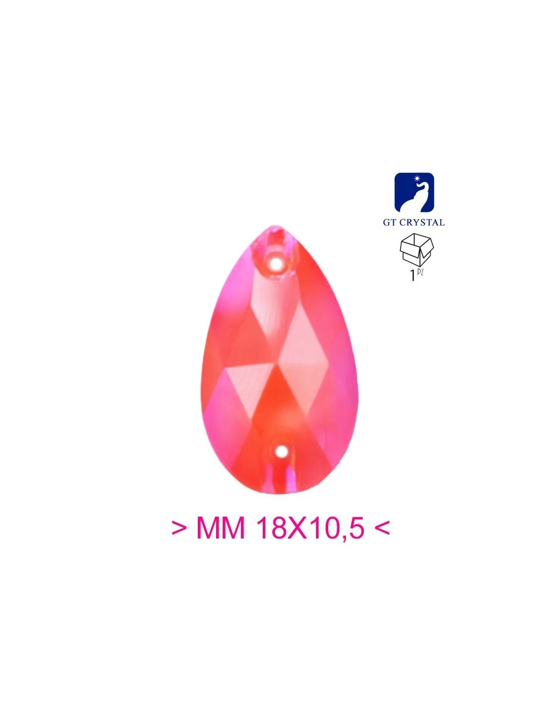 Stone Drop mm 18x10,5 Siam - 1PC - Stone to be sewn all crystal