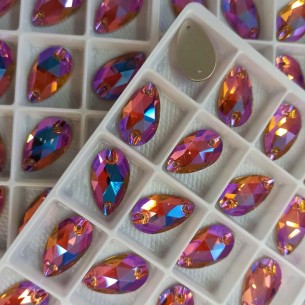 Pietra da Cucire in Cristallo GT Crystal Goccia mm 18x10,5 Fuchsia AB - 1PZ 2