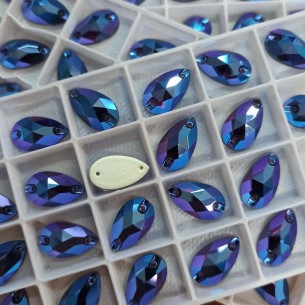 Pietra da Cucire in Cristallo GT Crystal Goccia mm 18x10,5 Purple Velvet AB - 1PZ 2