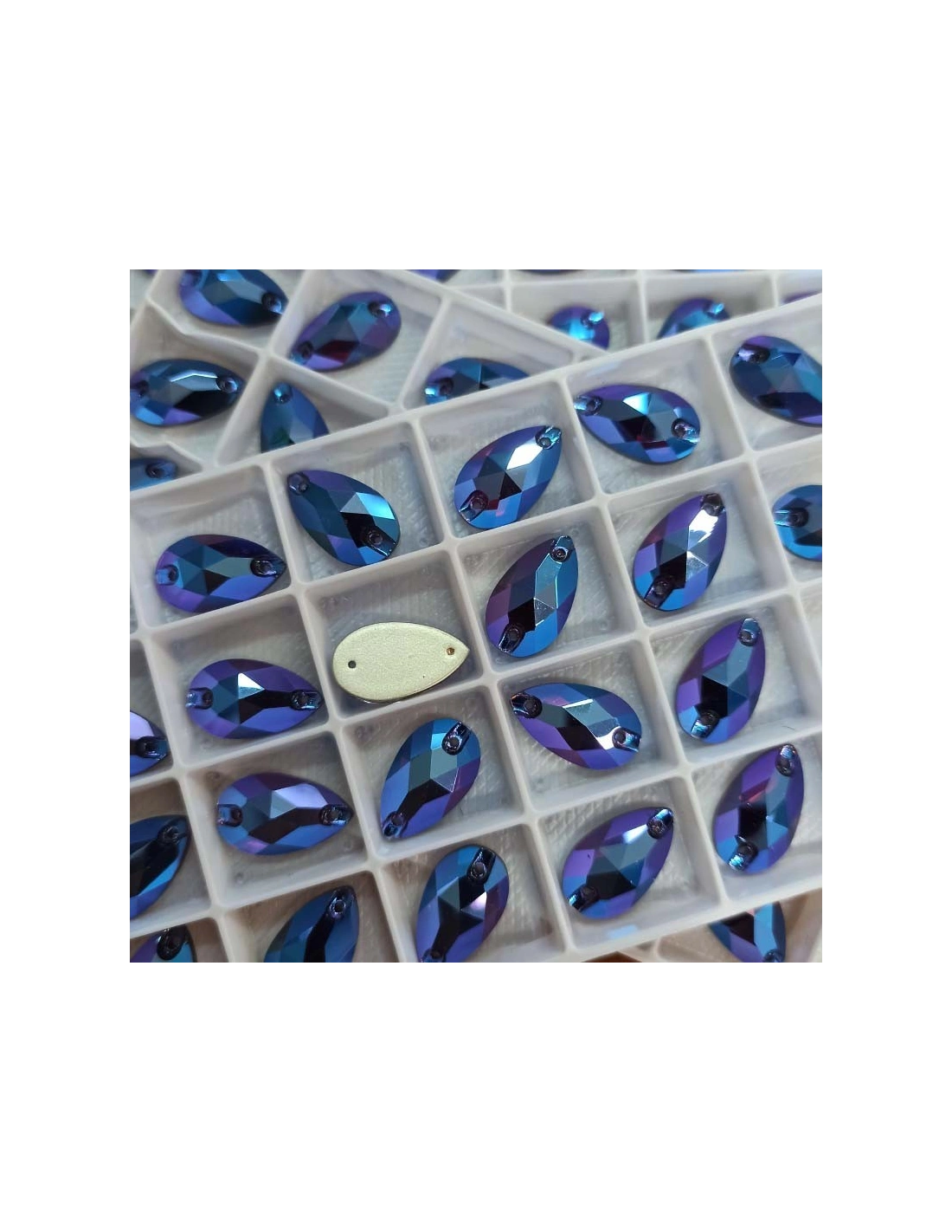 Stone Drop mm 18x10,5 Siam - 1PC - Stone to be sewn all crystal