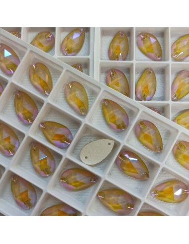 Pietra da Cucire in Cristallo GT Crystal Goccia mm 18x10,5 Honey AB - 1PZ Pietra da Cucire in Cristallo GT Crystal Goccia mm 18x10,5 Honey AB - 1PZ