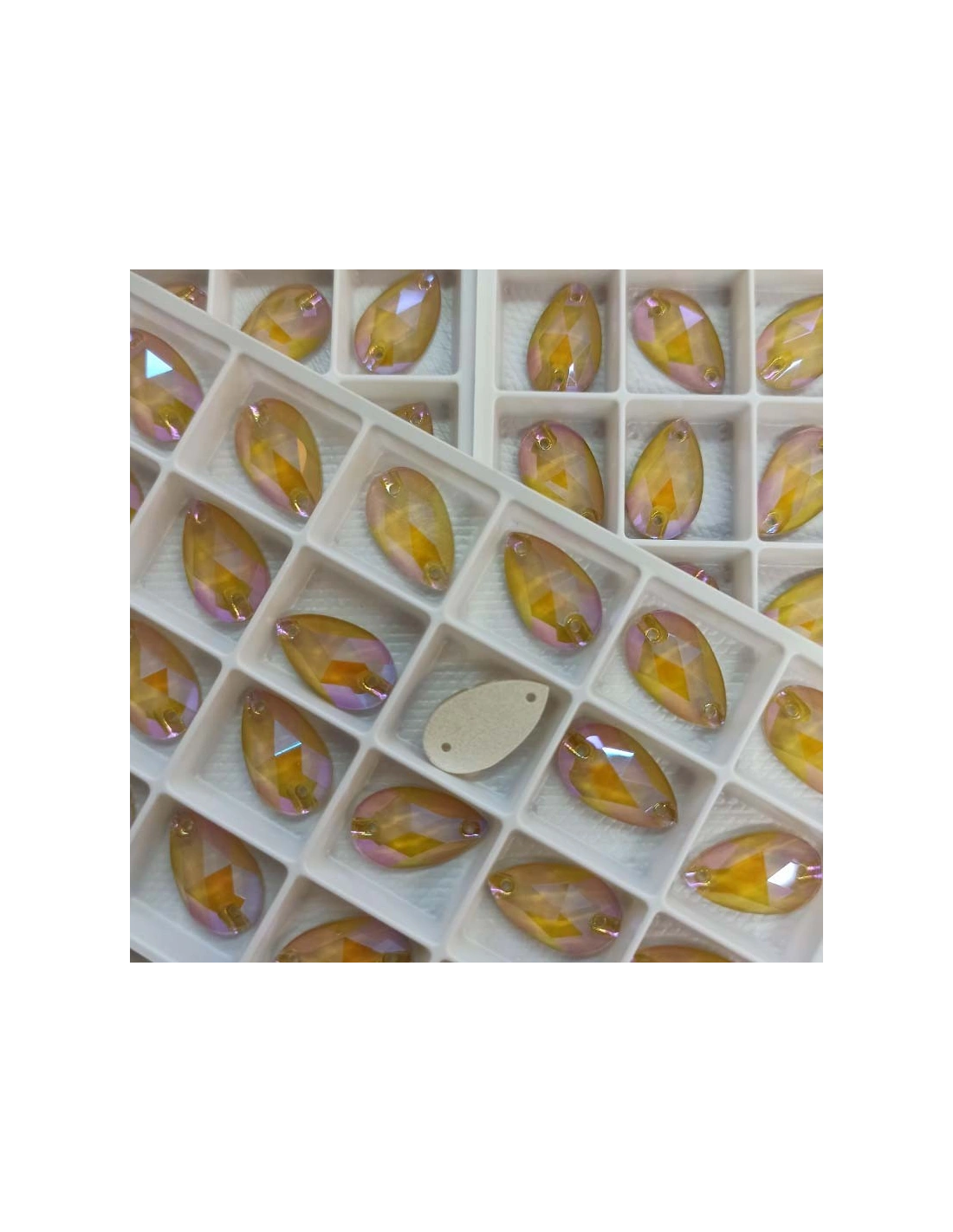 Pietra da Cucire in Cristallo GT Crystal Goccia mm 18x10,5 Honey AB - 1PZ