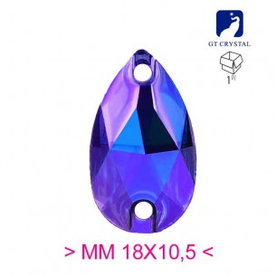Pietra da Cucire in Cristallo GT Crystal Goccia mm 18x10,5 Purple Velvet AB - 1PZ