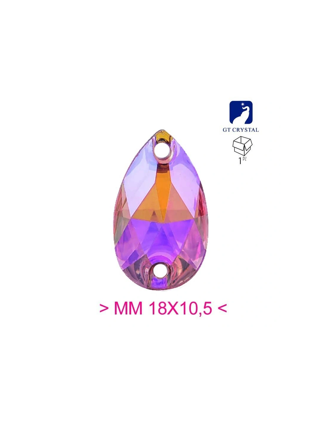 Stone Drop mm 18x10,5 Siam - 1PC - Stone to be sewn all crystal