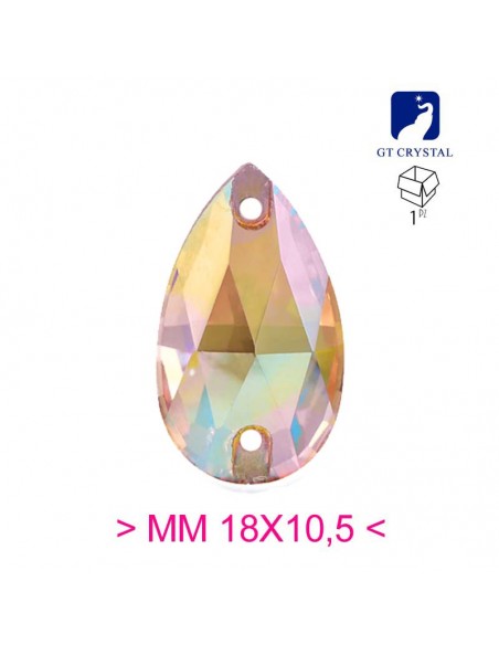 Pietra da Cucire in Cristallo GT Crystal Goccia mm 18x10,5 Honey AB - 1PZ Pietra da Cucire in Cristallo GT Crystal Goccia mm 18x10,5 Honey AB - 1PZ