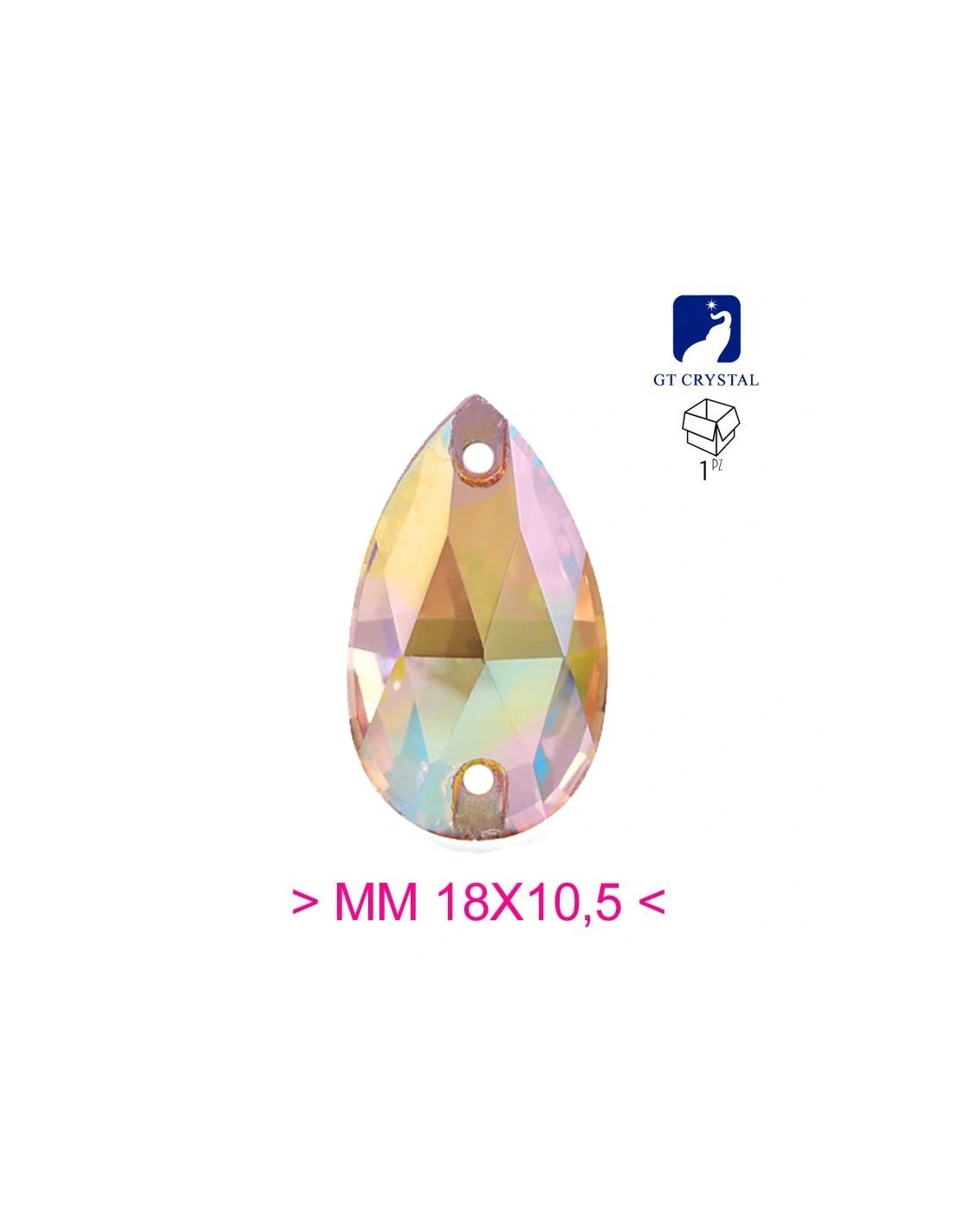 Stone Drop mm 18x10,5 Siam - 1PC - Stone to be sewn all crystal