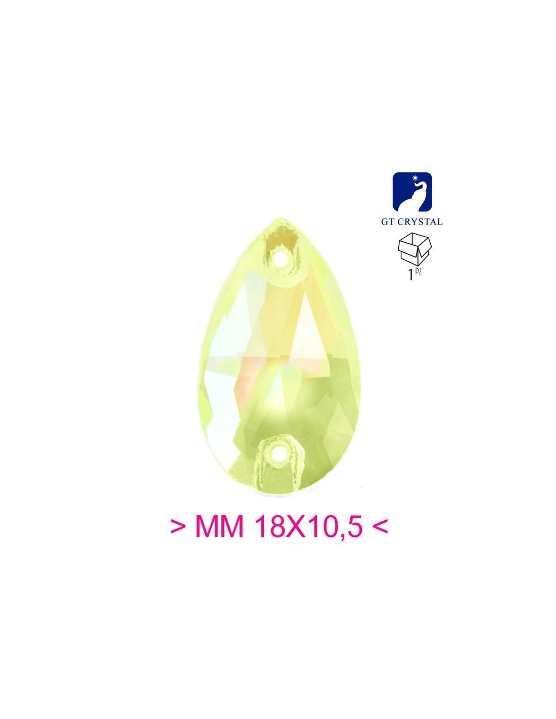 Stone Drop mm 18x10,5 Siam - 1PC - Stone to be sewn all crystal