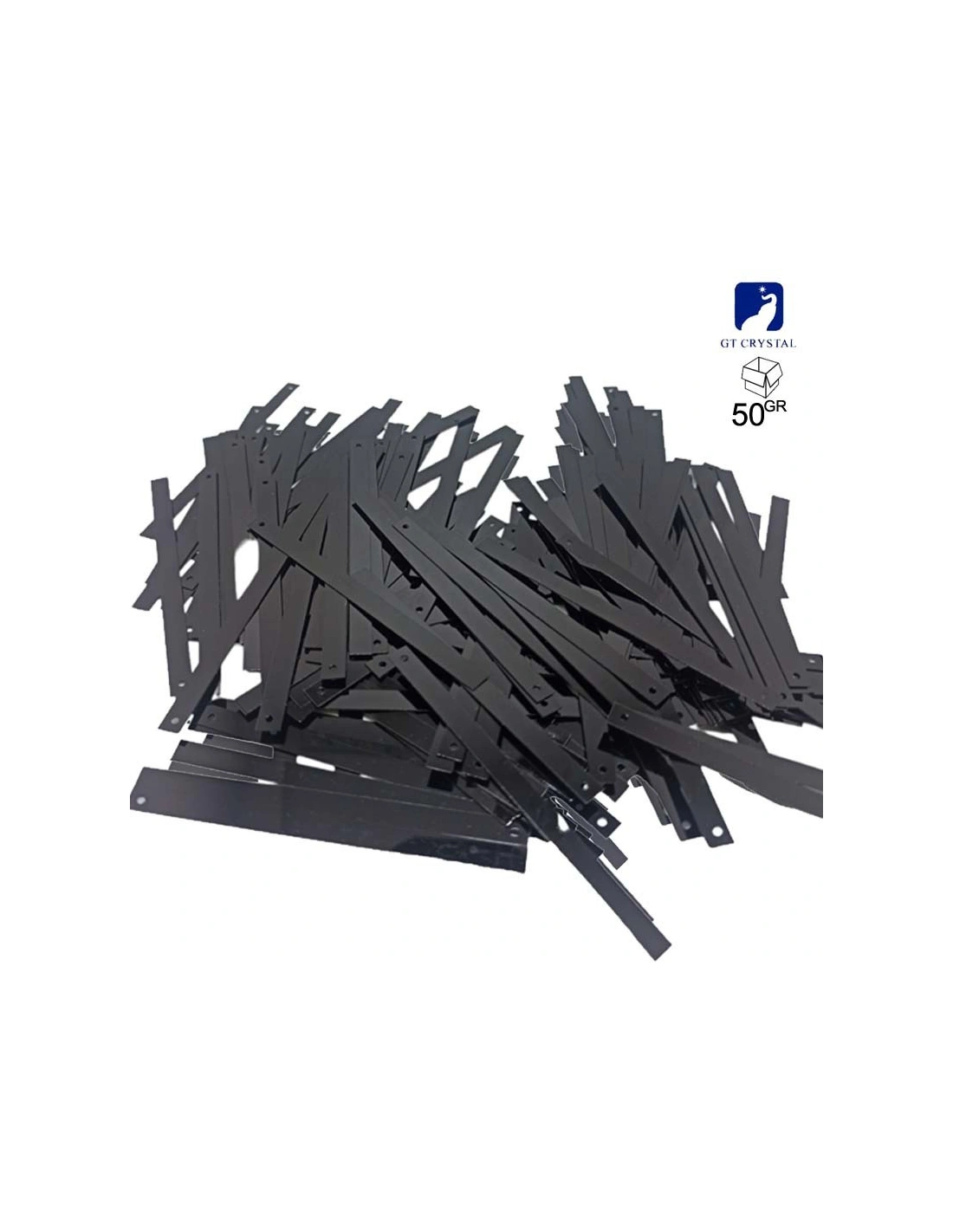 Rectangular sewing sequins mm 75x5 Black - 50GR