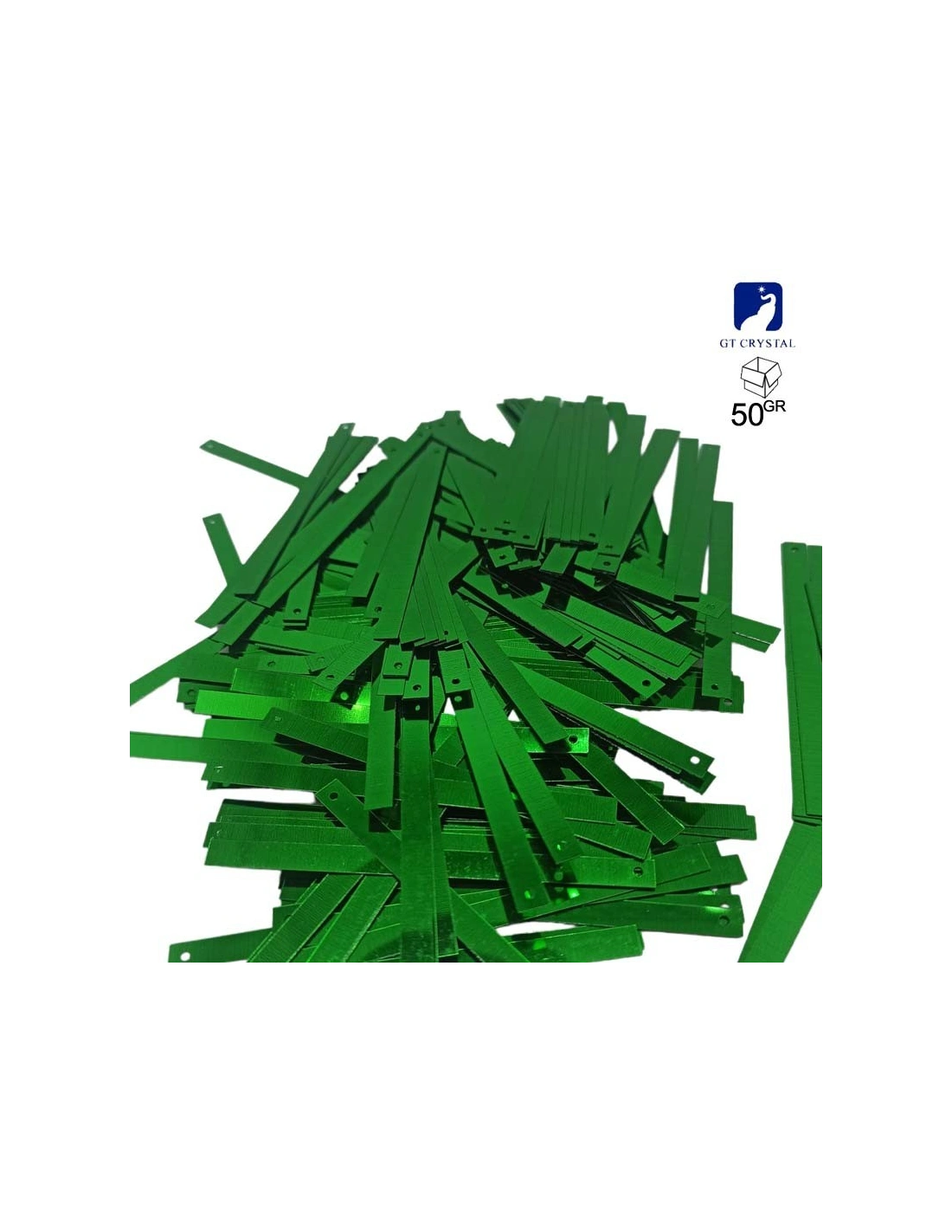 Rectangular sewing sequins mm 75x5 Emerald  - 50GR