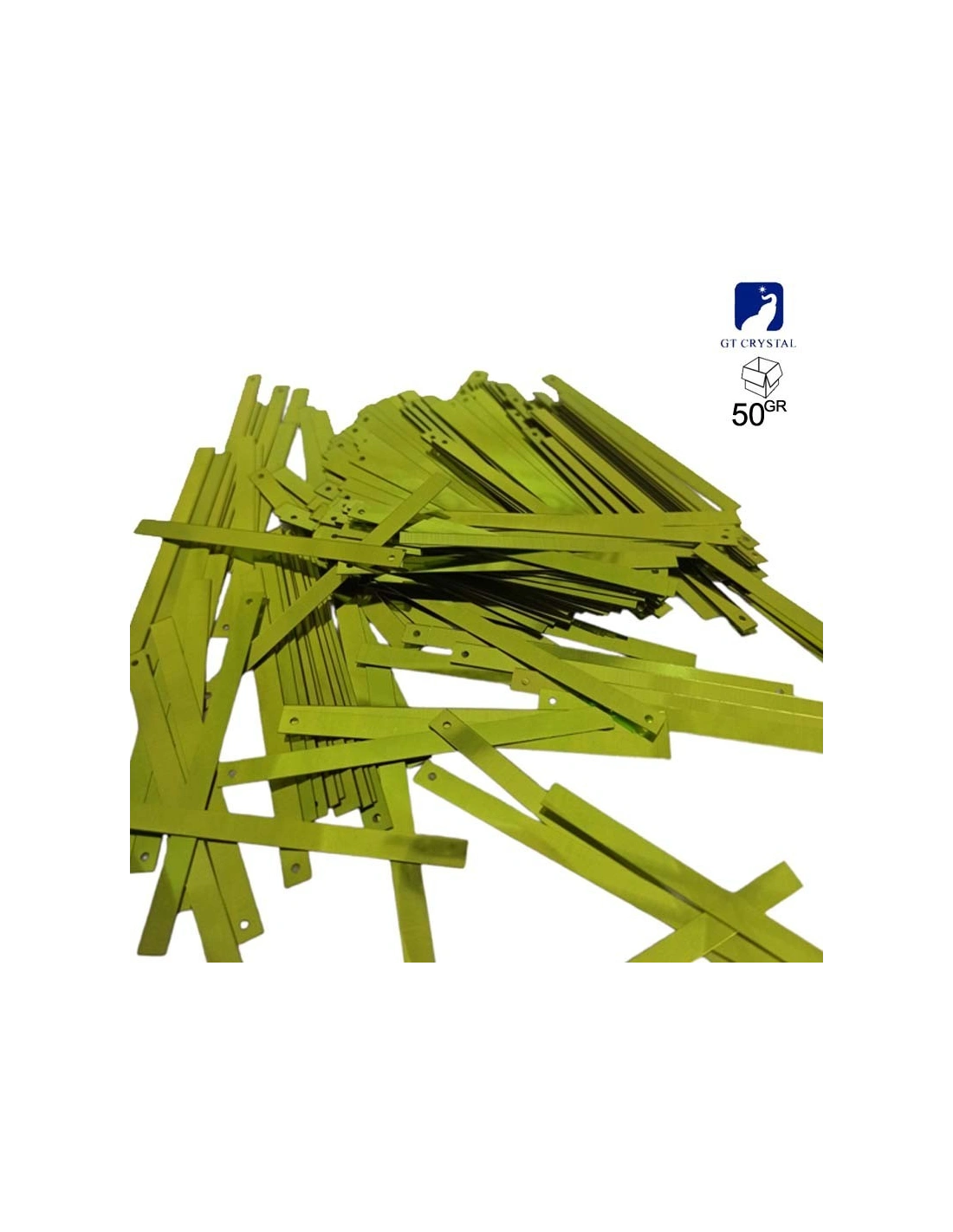 Paillettes da cucire Rettangolari mm 75x5 Peridot - 50GR (450PZ)