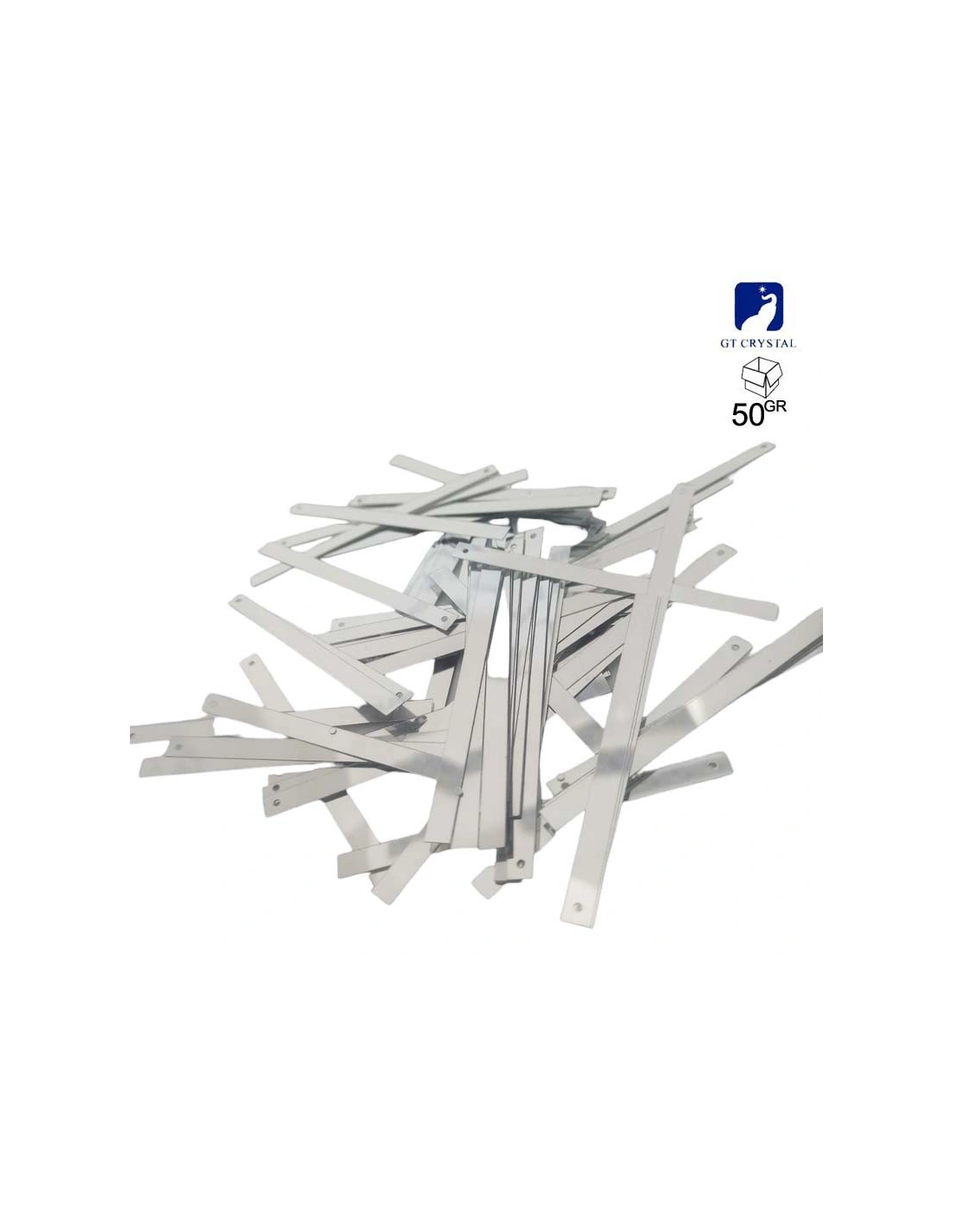 Rectangular sewing sequins mm 75x5 Silver - 50GR