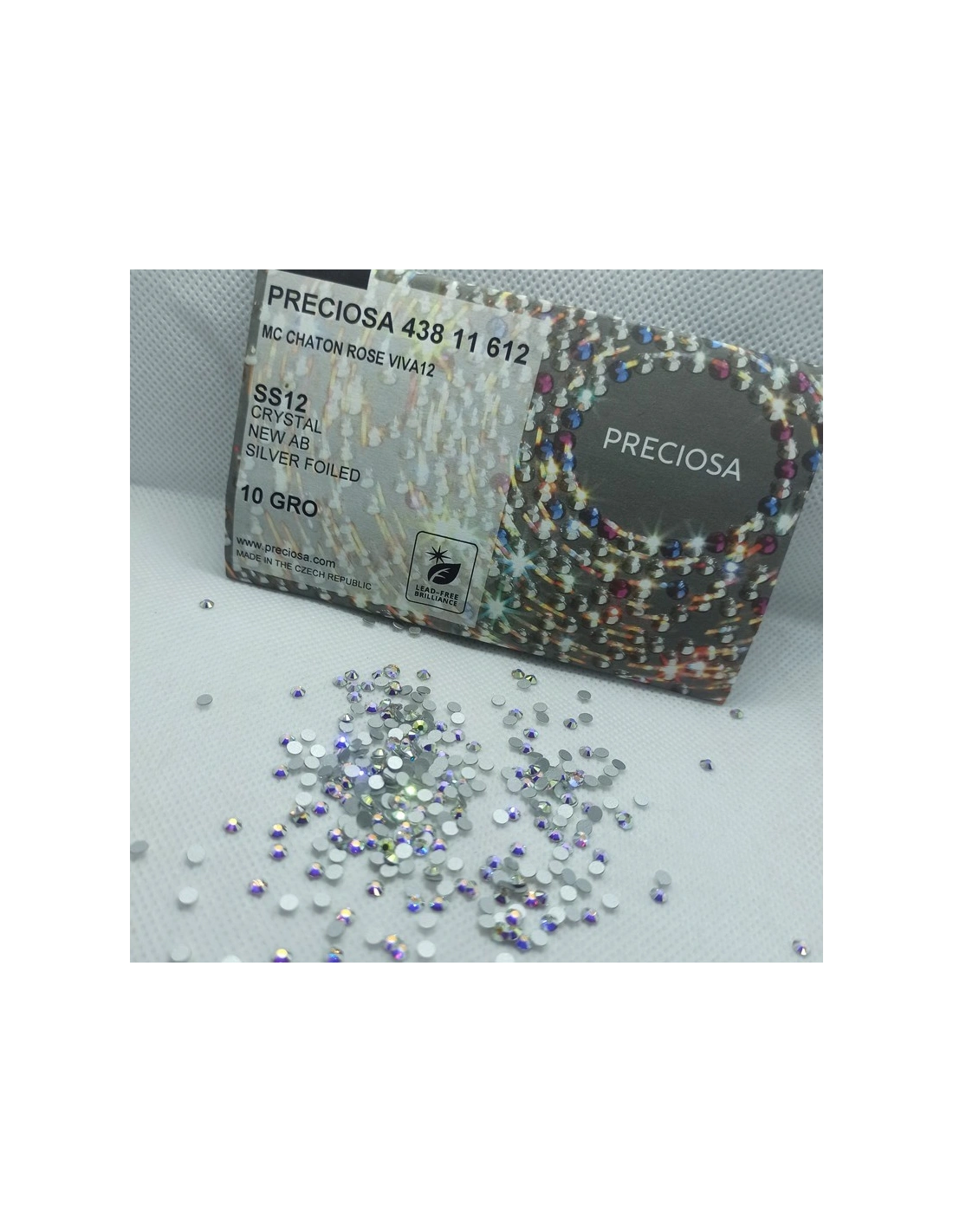 Preciosa Rhinestones without glue SS 12 Crystal AB - 144PCS - Rhinestones without glue