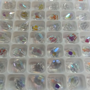 Beads a forma di Goccia in cristallo da 6x10 mm, aurora boreale. 2