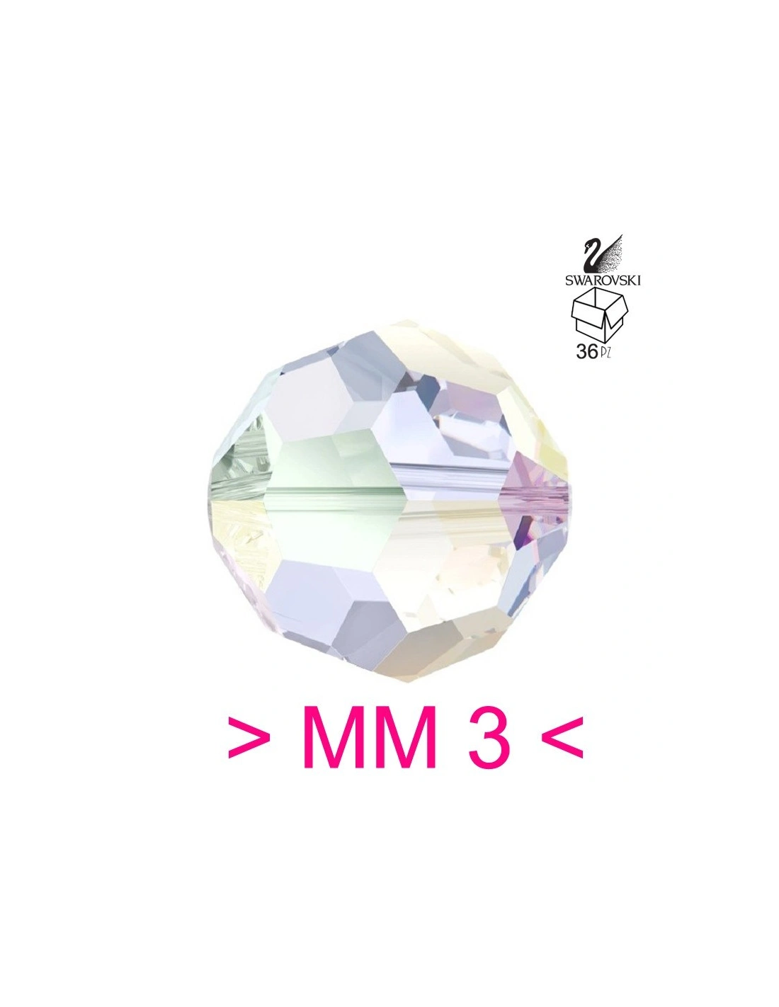Swarovski sphere mm 3 Crystal AB - 36PZ - Beads