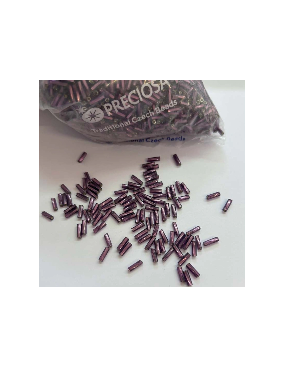 Bugle Preciosa Twisted 3" (mm 6,7) Amethyst-Silver - 100GR - Rocailles and bugles