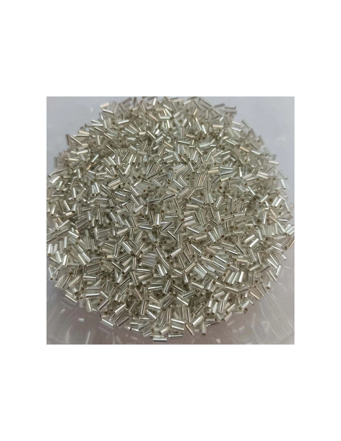 Bugle Round Preciosa  2” (mm 4,5) Crystal-Silver - 100GR - Rocailles and bugles